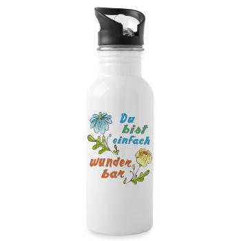 du bist einfach wunderbar - Trinkflasche mit integriertem Trinkhalm - Weiß - Rechts