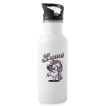 Sagen Sie Uni-Cheese! - Trinkflasche mit integriertem Trinkhalm - Weiß - Rechts