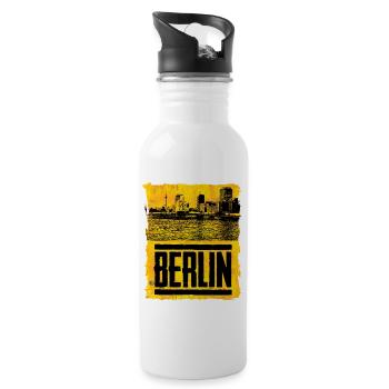 Berlin skyline in retro style - Water bottle with straw - white - Right