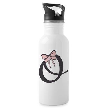 Anfangsbuchstabe O Schleifchen - Trinkflasche mit integriertem Trinkhalm - Weiß - Rechts