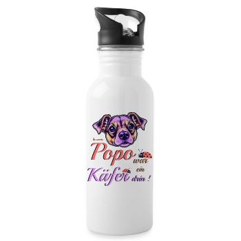 Funny Dog - Water bottle with straw - white - Right
