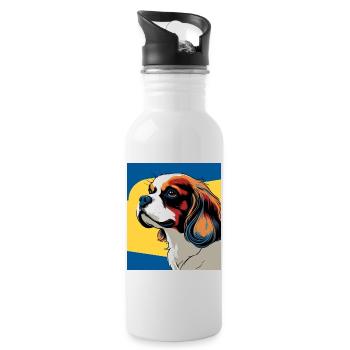 Chien cavalier king charles stylisé pop art - Gourde avec paille intégrée - blanc - Droite