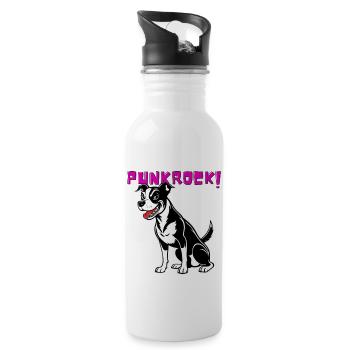 Punkrock Hund - Trinkflasche mit integriertem Trinkhalm - Weiß - Rechts