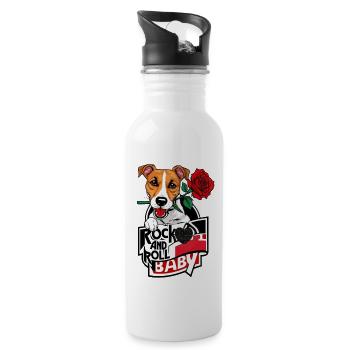 Jack Russel Dog - Rock on - Gourde avec paille intégrée - blanc - Droite