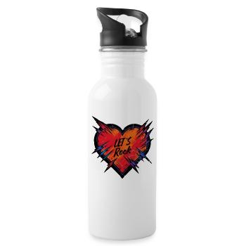 Coeur - Lets Rock - Saint-Valentin, Amitié - Gourde avec paille intégrée - blanc - Droite