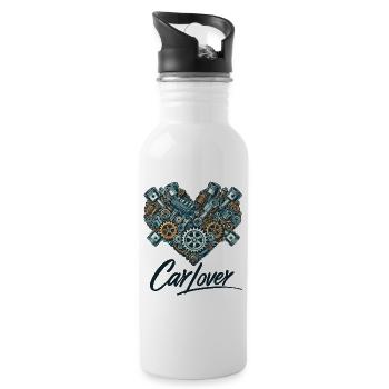 Car Lover Heart - Water bottle with straw - white - Right