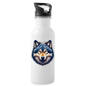 Wolf - Water bottle with straw - white - Right