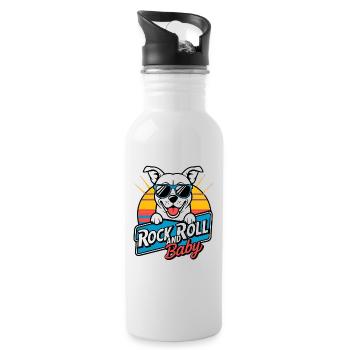 Rock and Roll Baby Dog - Water bottle with straw - white - Right