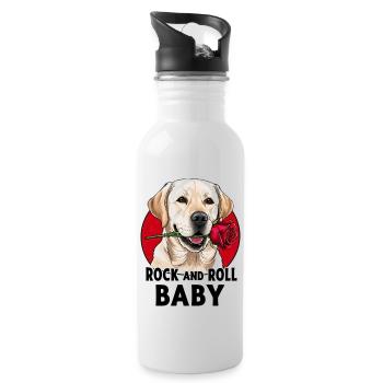 Rock And Roll Baby Dog - Water bottle with straw - white - Right