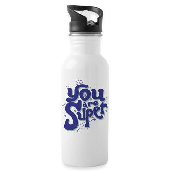 You Are Super – Playful Lettering - Water bottle with straw - white - Right