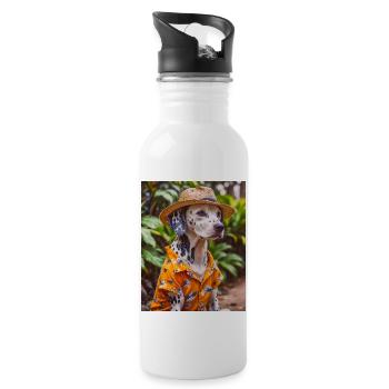 Dalmatinisches Hawaiihemd Urlaub - Trinkflasche mit integriertem Trinkhalm - Weiß - Rechts