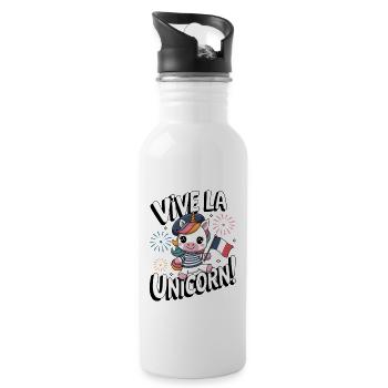 Vive La Licorne ! - Gourde avec paille intégrée - blanc - Droite