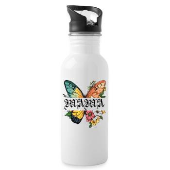 Maman papillon fleurs Meilleure maman Fête des mères - Gourde avec paille intégrée - blanc - Droite