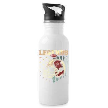 American Football Legends – Vintage Gold Design - Water bottle with straw - white - Right