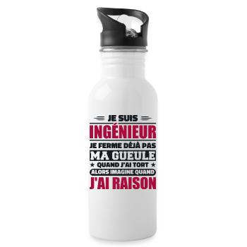 Engineer Humor Gift Student Engineer - Water bottle with straw - white - Right
