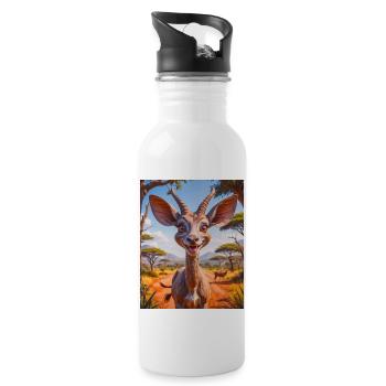 Animaux africains super mignons – Kudu - Gourde avec paille intégrée - blanc - Droite
