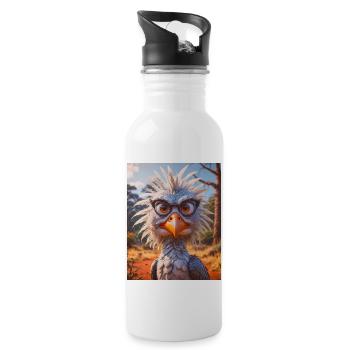 super süße afrikanische Tiere – Secretary Bird - Trinkflasche mit integriertem Trinkhalm - Weiß - Rechts