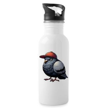 Taube Hiphop Kappe - Trinkflasche mit integriertem Trinkhalm - Weiß - Rechts