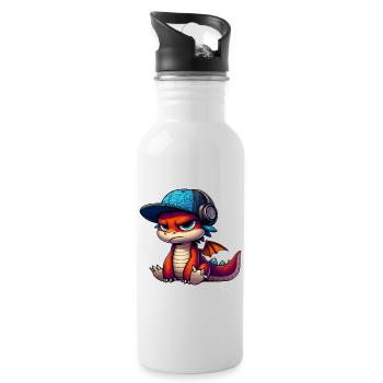HipHop-Drache - Trinkflasche mit integriertem Trinkhalm - Weiß - Rechts