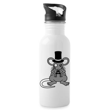 Mr. Mouse Top Hat Monocle Glasses Rich Mr. - Water bottle with straw - white - Right