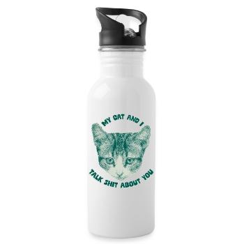 Sassy Cat Talk – Funny Cat Theme - Water bottle with straw - white - Right