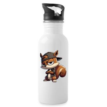 Squirrel Hiphop Cap - Water bottle with straw - white - Right
