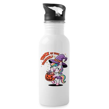 Süßes oder Saures selber - Trinkflasche mit integriertem Trinkhalm - Weiß - Rechts