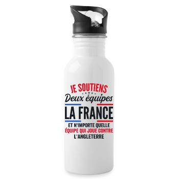 Je Soutiens Deux équipes la France - Gourde avec paille intégrée - blanc - Droite