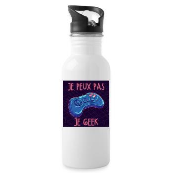 Je peux pas je geek — Manette neon - Gourde avec paille intégrée - blanc - Droite