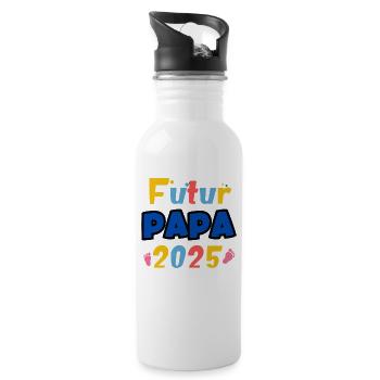 zukünftiger Vater 2025 - Trinkflasche mit integriertem Trinkhalm - Weiß - Rechts