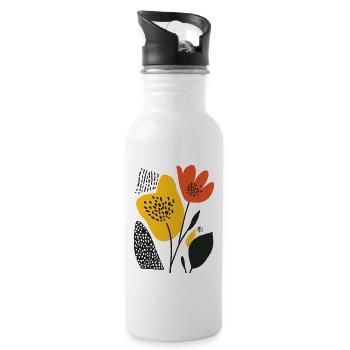 Matisse Blossom: Explosion of colour in retro style - Water bottle with straw - white - Right