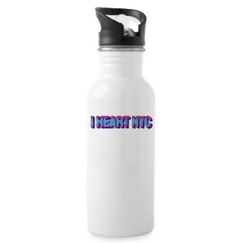 Neon Heart NYC Retro-Typografie - Trinkflasche mit integriertem Trinkhalm - Weiß - Rechts