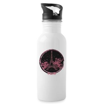 Emblème de la Fleur Rose de Paris - Gourde avec paille intégrée - blanc - Droite