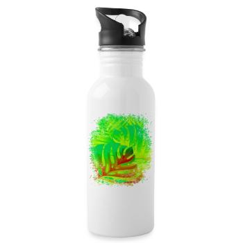 Summer feeling leaves in the colors of summer - Water bottle with straw - white - Right