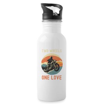 Two Wheels One Love - Water bottle with straw - white - Right