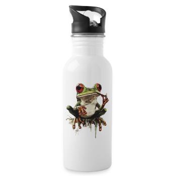 Grenouille avec une articulation et des yeux rouges - Weed Frog - Gourde avec paille intégrée - blanc - Droite