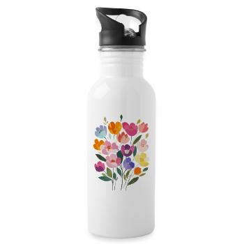 Matisse inspires: Colourful bouquet - Water bottle with straw - white - Right