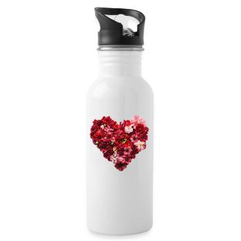 Coeur de Fleurs Rouges - Passionate Flower Pr - Gourde avec paille intégrée - blanc - Droite
