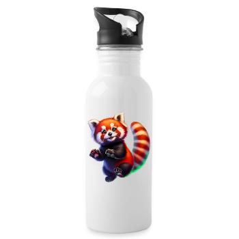 Petit panda - Gourde avec paille intégrée - blanc - Droite