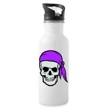 skull pirate - Water bottle with straw - white - Right