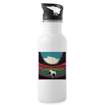 Stadium footballfor teams and clubs - Water bottle with straw - white - Right
