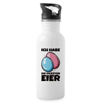 Eier Dicke Eier Ostern Spruch Ostereier - Trinkflasche mit integriertem Trinkhalm - Weiß - Rechts