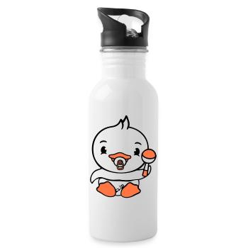 Duck Baby Child Rattle Diaper Cute Pacifier - Water bottle with straw - white - Right
