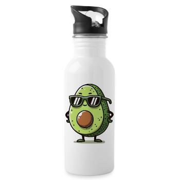 avocado comic - Trinkflasche mit integriertem Trinkhalm - Weiß - Rechts