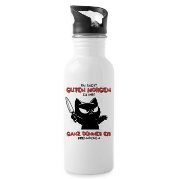 Guten Morgen – Ganz dünnes Eis Design - Trinkflasche mit integriertem Trinkhalm - Weiß - Rechts