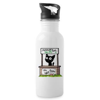Psychatrische Hilfe IcH hAelf DicH - Lustige Katze - Trinkflasche mit integriertem Trinkhalm - Weiß - Rechts