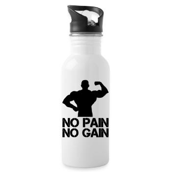 bodybuilder pain gain - Trinkflasche mit integriertem Trinkhalm - Weiß - Rechts