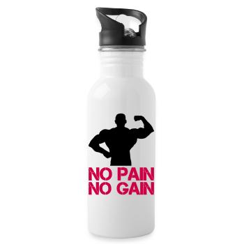Bodybuilder Pain Gain - Water bottle with straw - white - Right