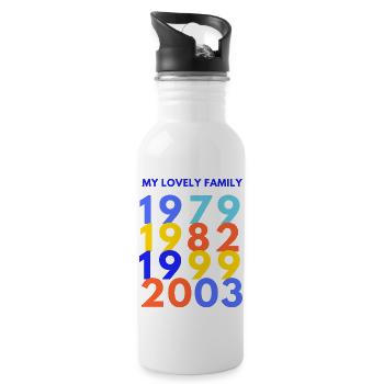 my lovely family .. in Jahren - Trinkflasche mit integriertem Trinkhalm - Weiß - Rechts