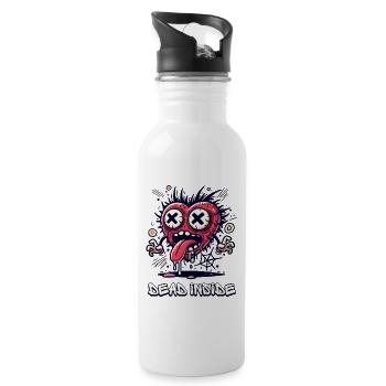 Dead Inside – Tot von innen PopArt Herz Horror - Trinkflasche mit integriertem Trinkhalm - Weiß - Rechts
